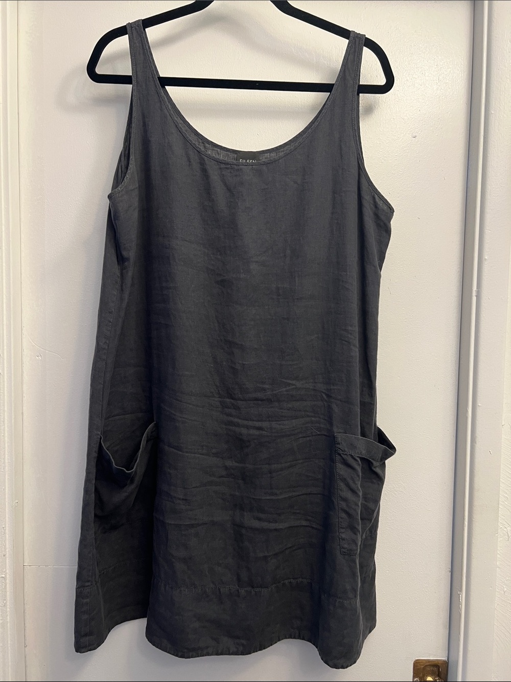 Eileen Fisher Charcoal Gray/Washed Black Tank Style Dress w/Pockets Size Large